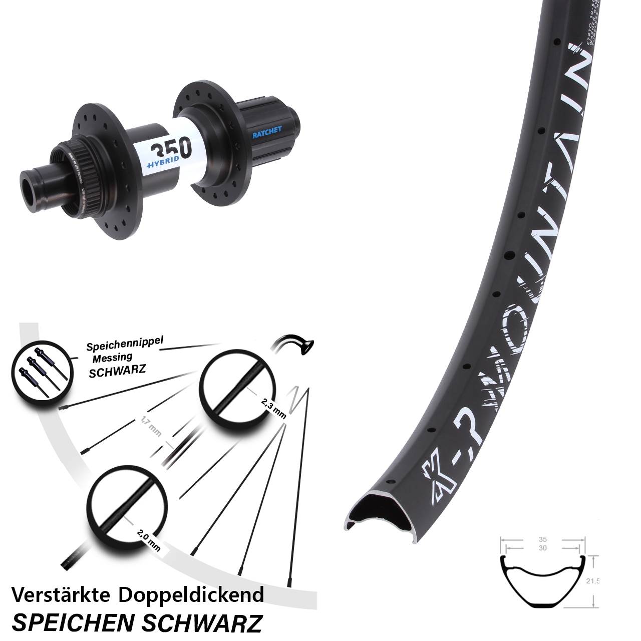 KX-R Mountain DT Swiss 350 Hybrid 29 Zoll Disc Laufrad 12x148 8-11 fach