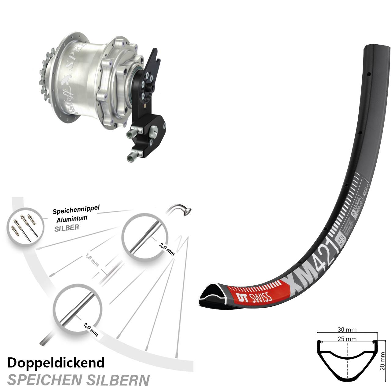 DT Swiss XM 421 Rohloff Speedhub 500/14 CC DB OEM2 650B Disc Laufrad