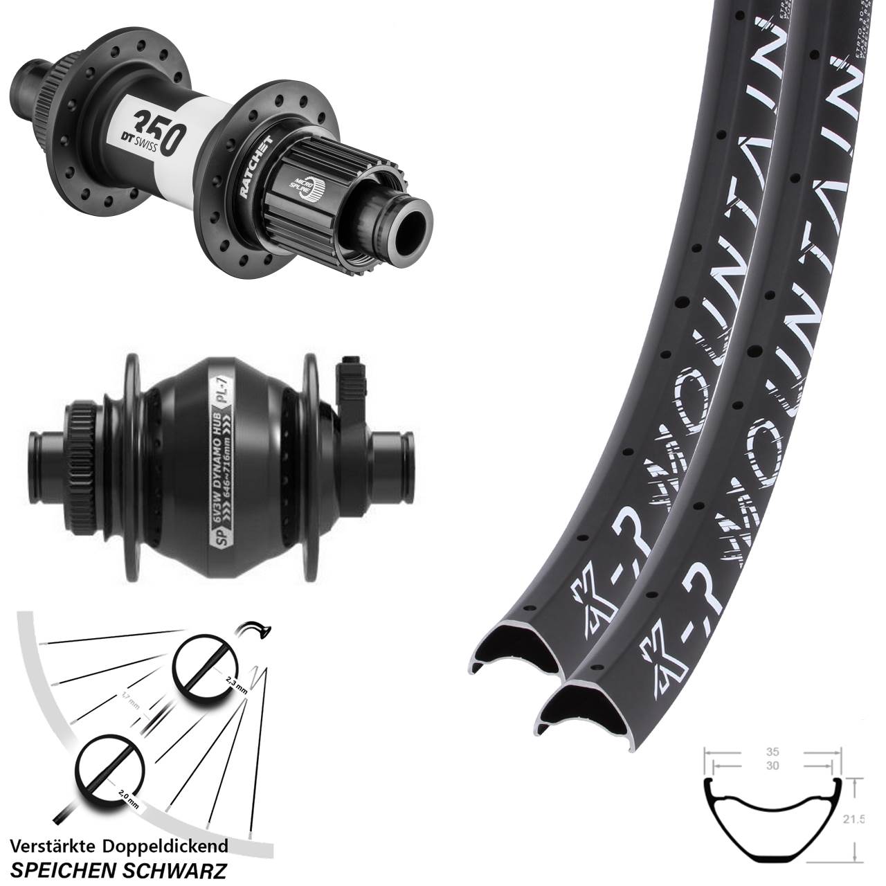 27,5 Zoll KX-R Mountain SP PL-7 DT Swiss 350 Micro Spline Disc Laufradsatz 12x100/142