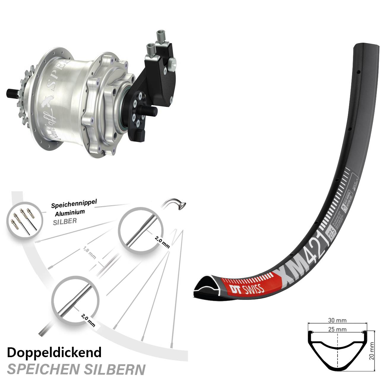 650B DT Swiss XM 421 Rohloff Speedhub TS DB OEM Tandem