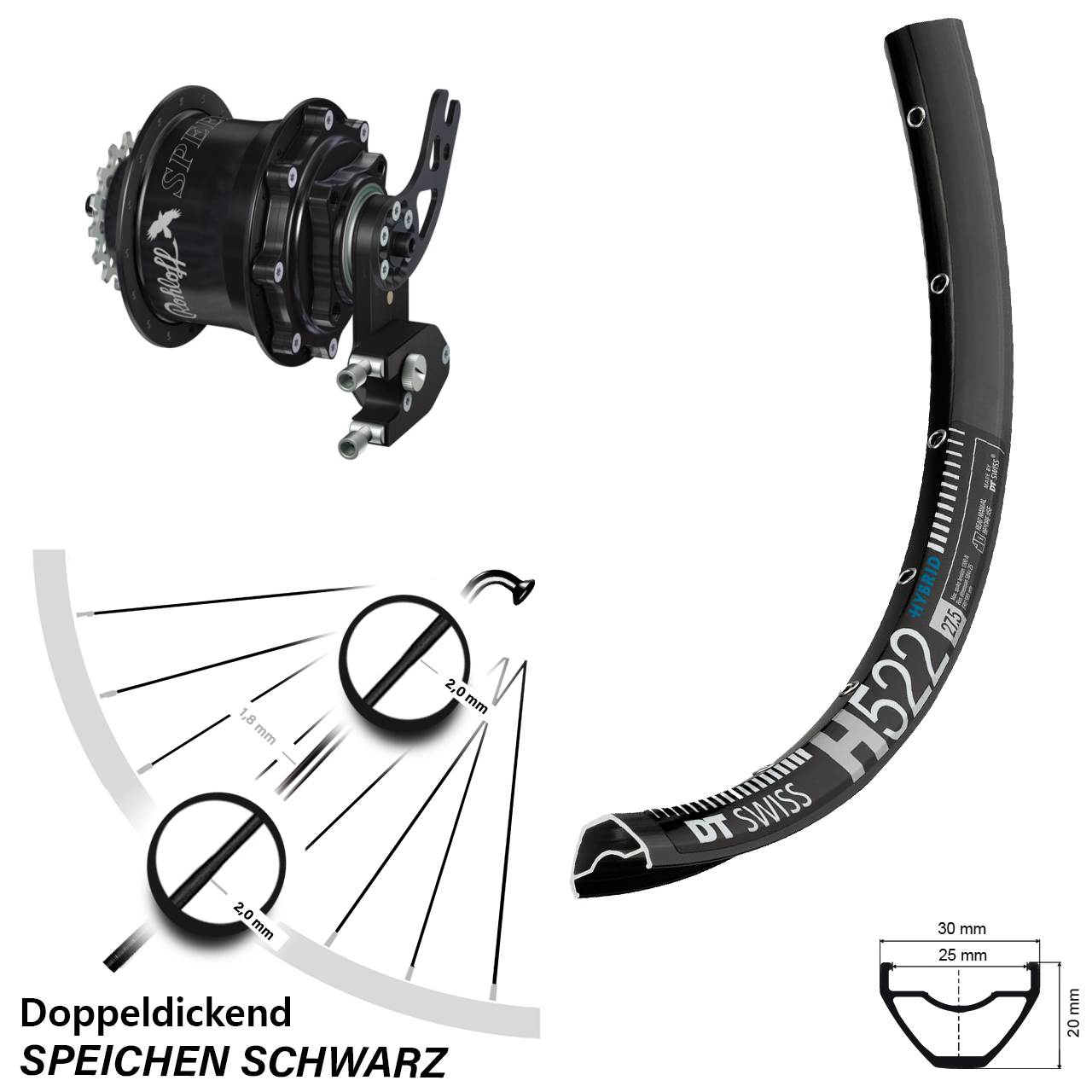 Disc Hinterrrad 28 Zoll DT Swiss H 522 Rohloff Speedhub CC DB PM