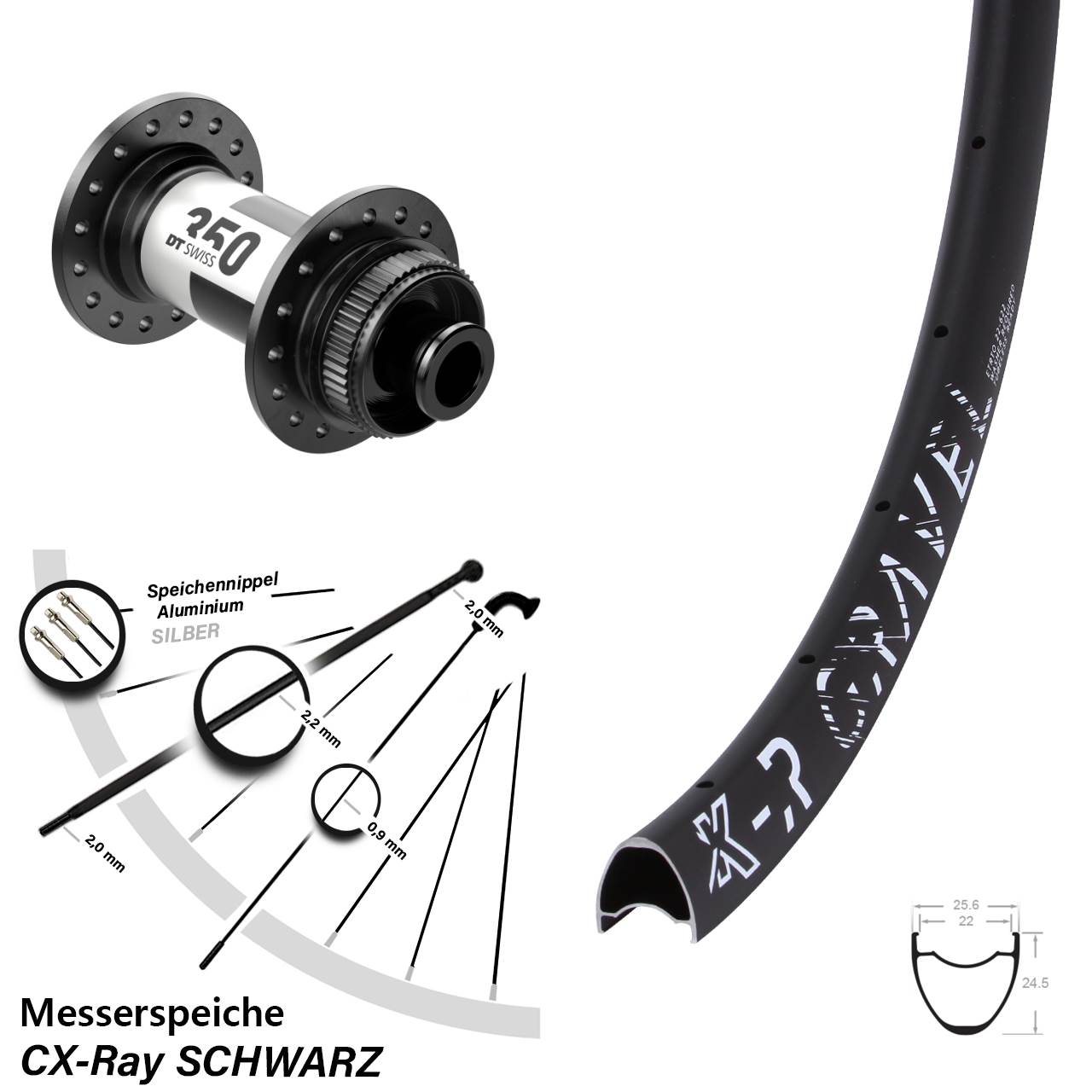 Disc Laufrad 12x100 28 Zoll KX-R Gravel DT Swiss 350 Road CX-Ray