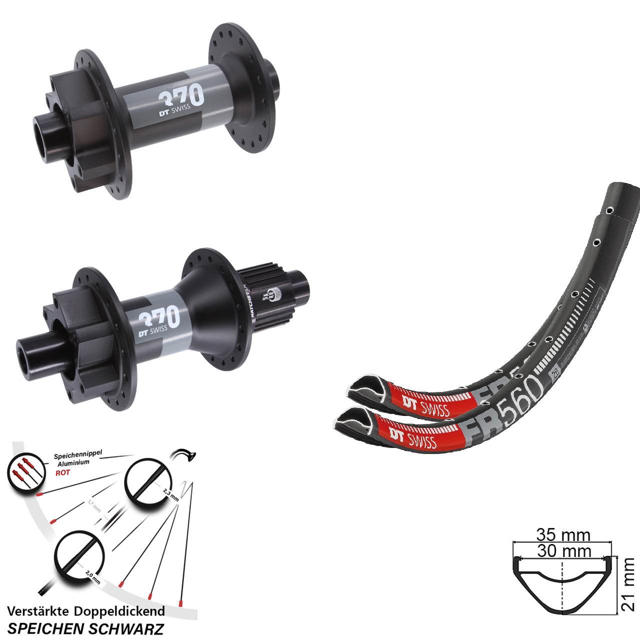 Laufradsatz 6-Loch 26 Zoll DT Swiss FR 560-370 Micro Spline 15x110 12x148