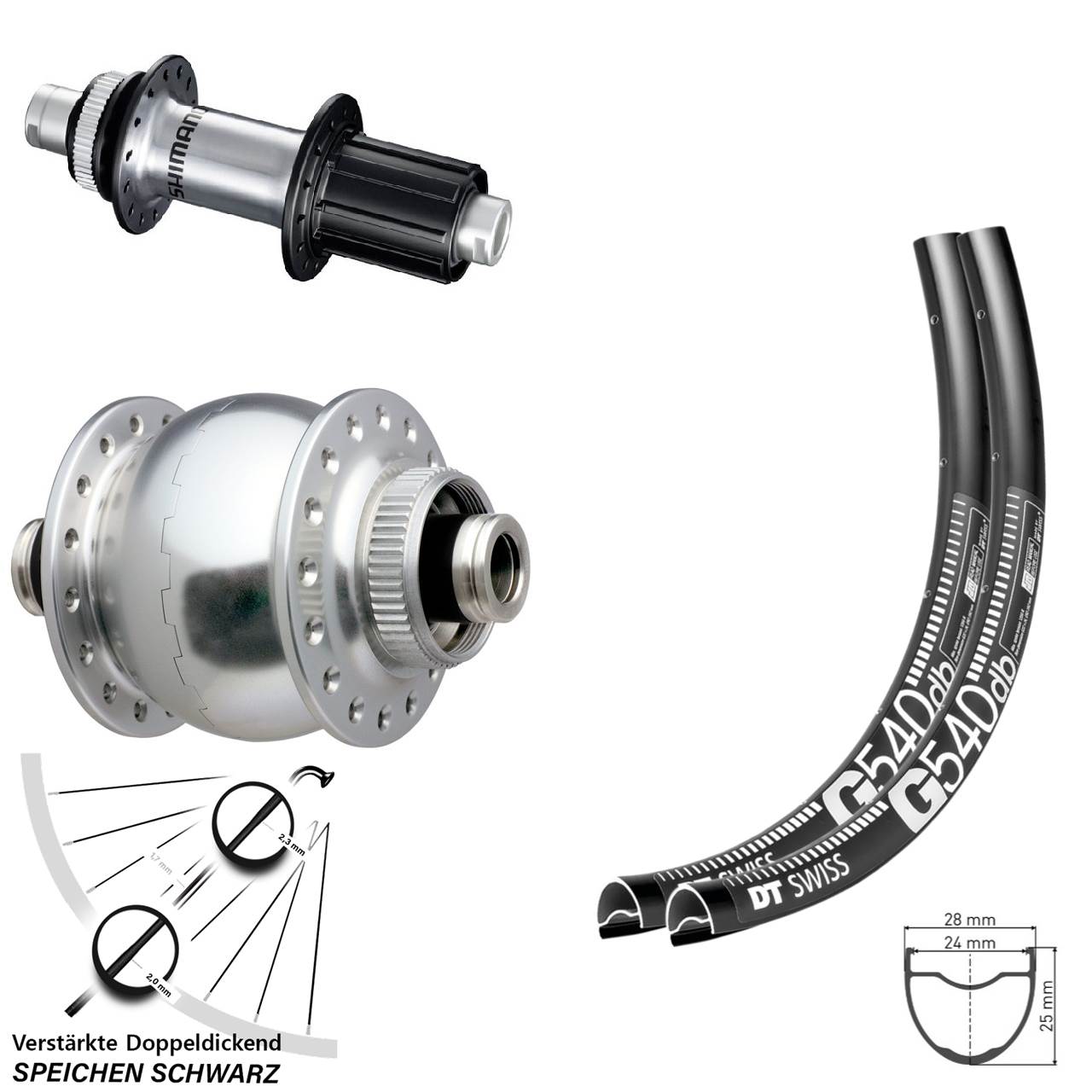 Disc Laufrad-Satz 29 Zoll DT Swiss G 540 SON 28 Shimano GRX 8-12 fach HG 12x100/142