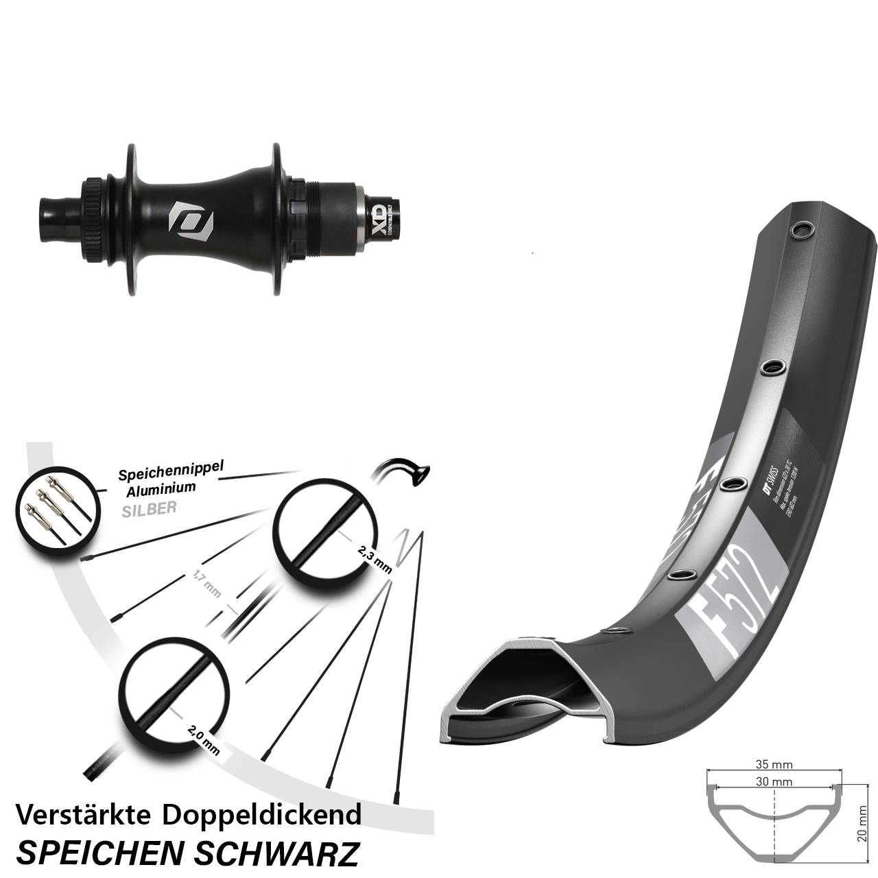 29 Zoll DT Swiss F572 Syncros SRAM XD Disc Hinterrad 12x148