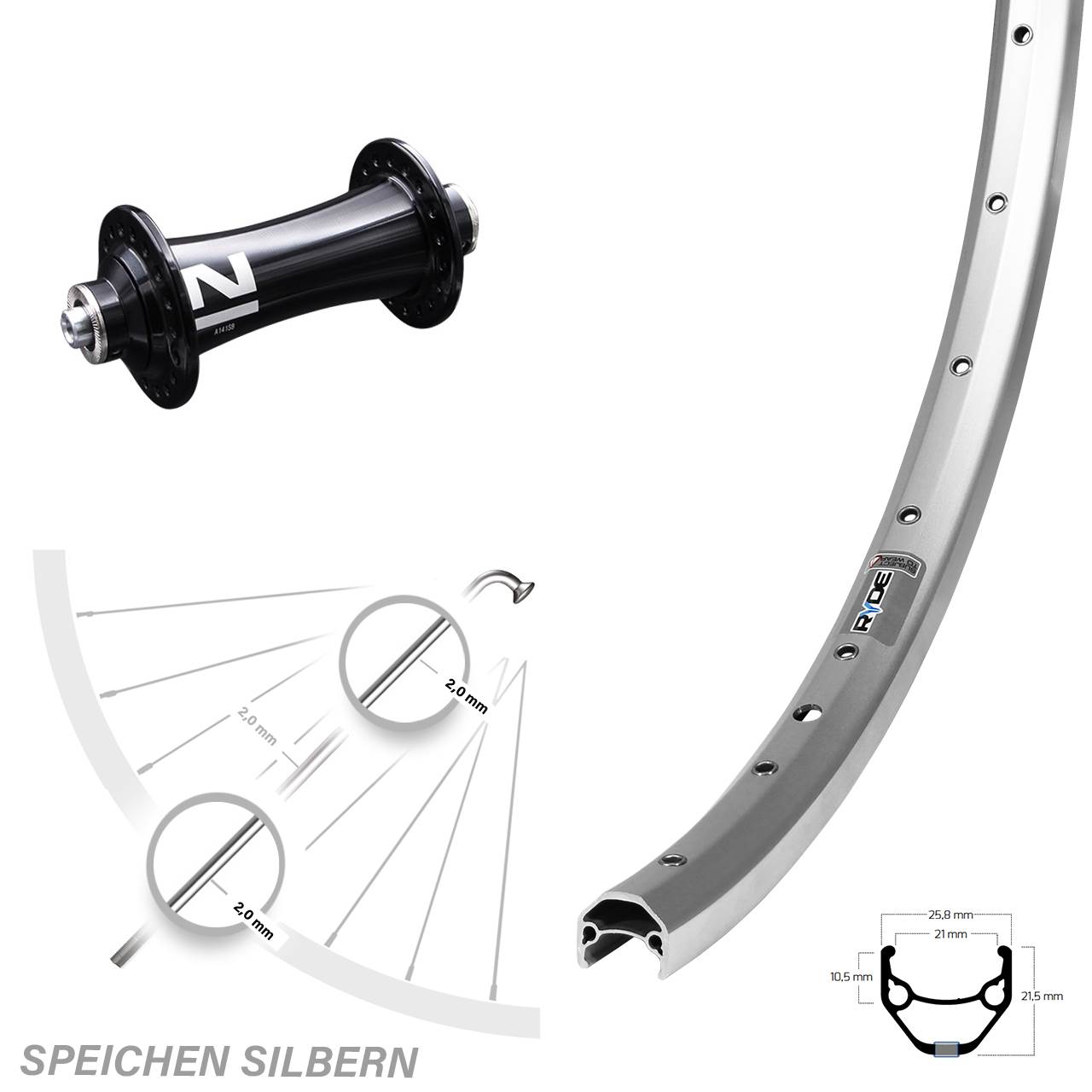 Ryde ZAC 421 Laufrad 26 Zoll Novatec A141SB