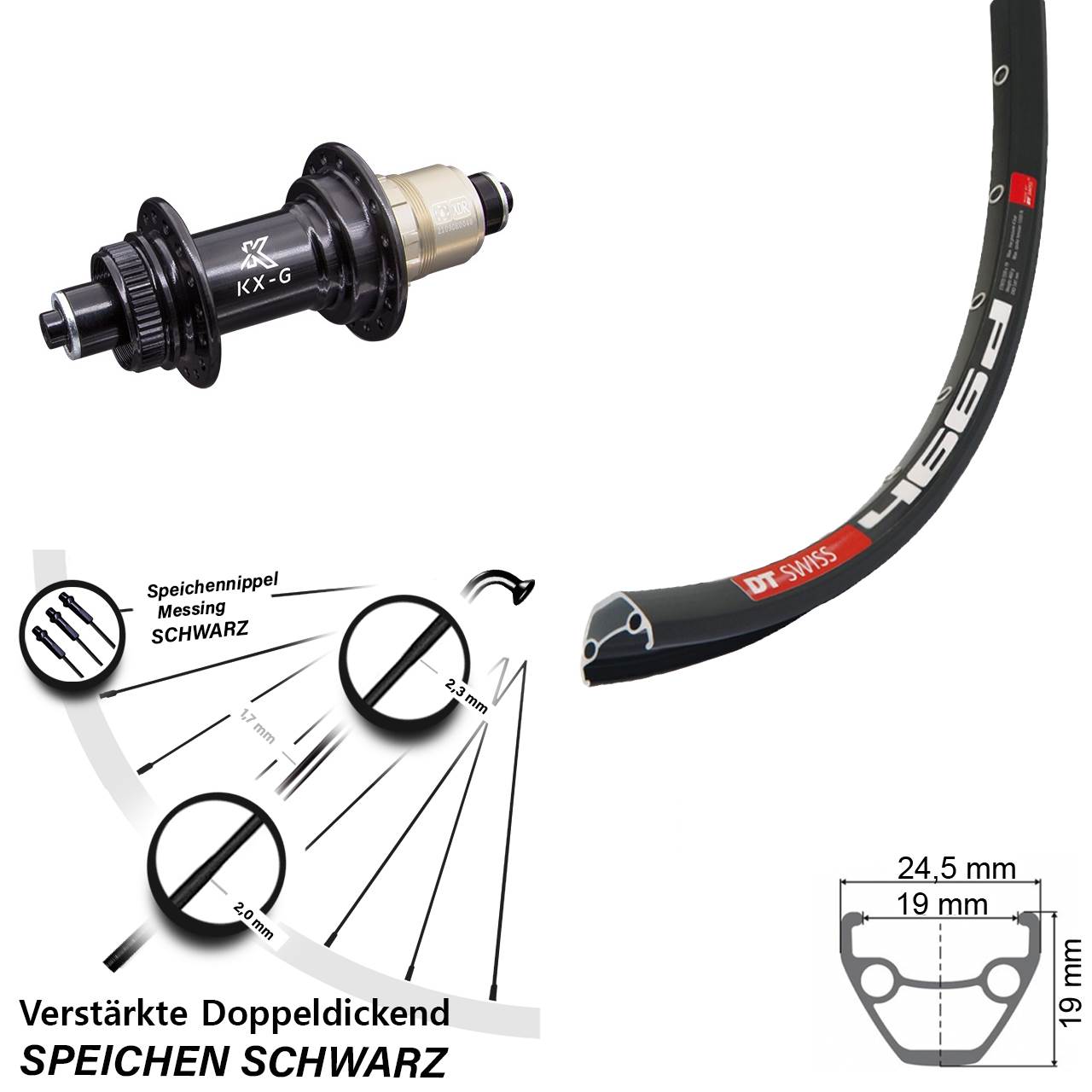 DT Swiss 466d KX-G 28 Zoll Hinterrad Centerlock QR XDR 11-12 fach