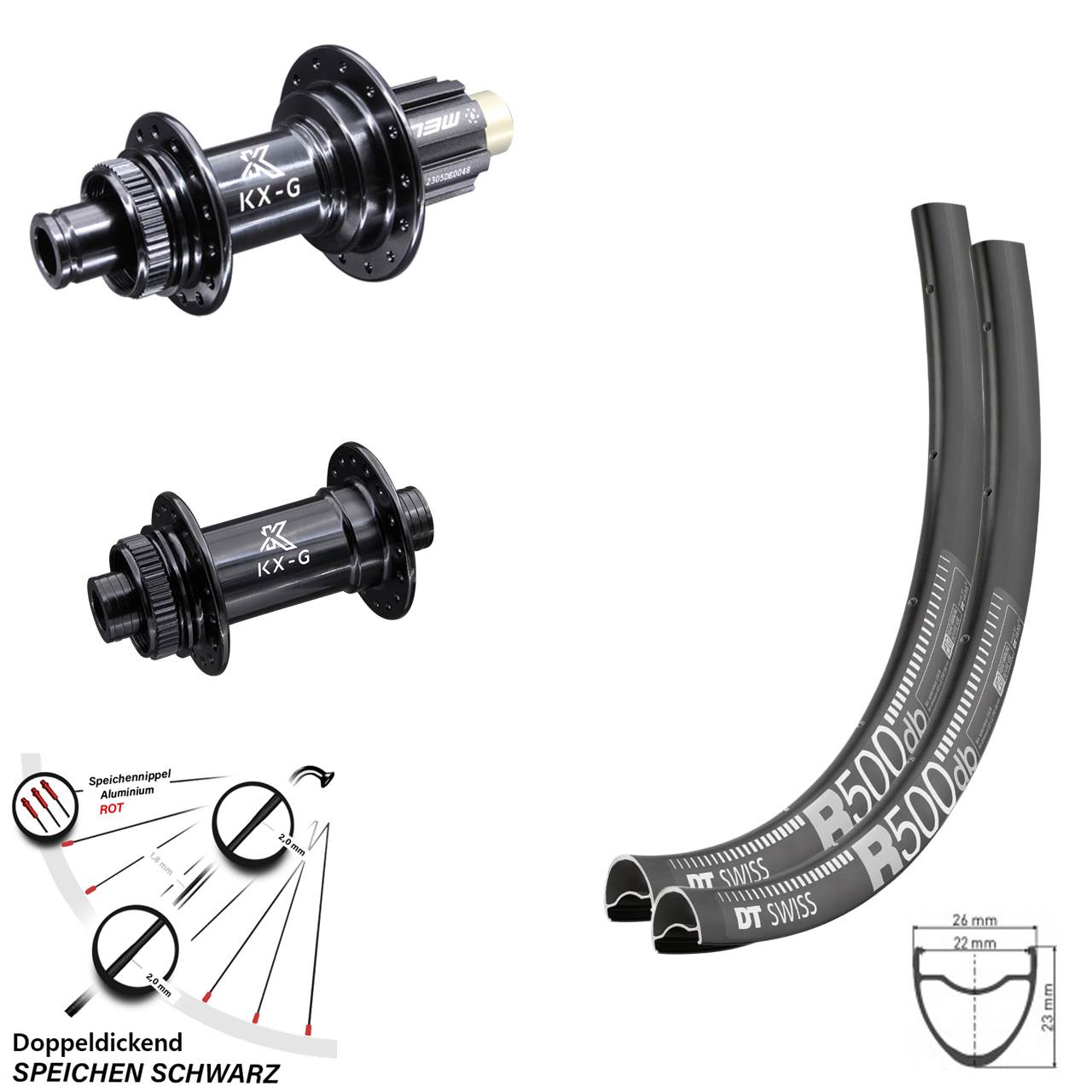 Laufradsatz 28 Zoll DT Swiss R 500 Steckachse KX-R schwarz Centerlock Campagnolo N3W