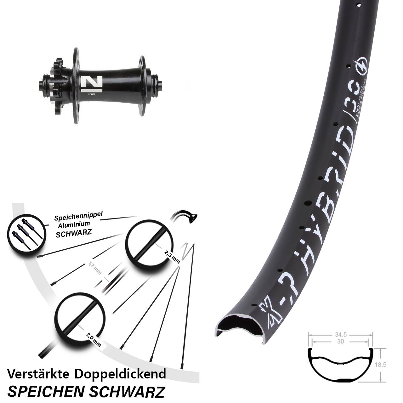 Disc Vorderrad 29 Zoll KX-R Hybrid 30 Novatec D791 für Schnellspanner