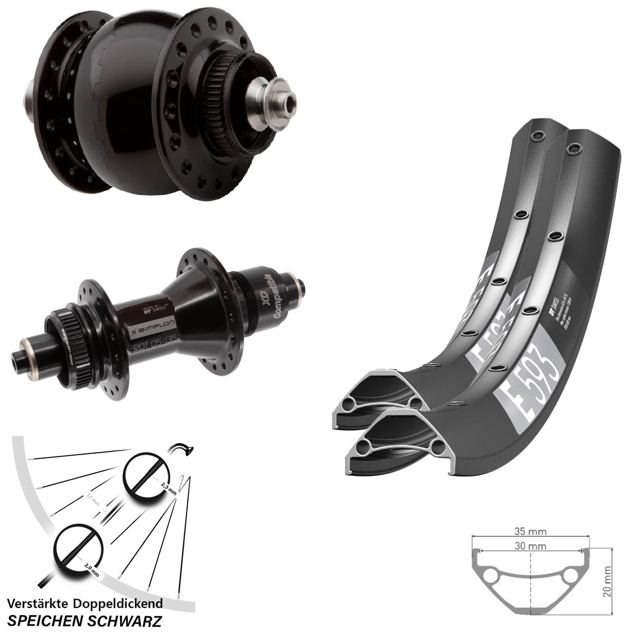 Laufradsatz Centerlock QR 27,5 Zoll DT Swiss E 593-370 SON delux SRAM XD