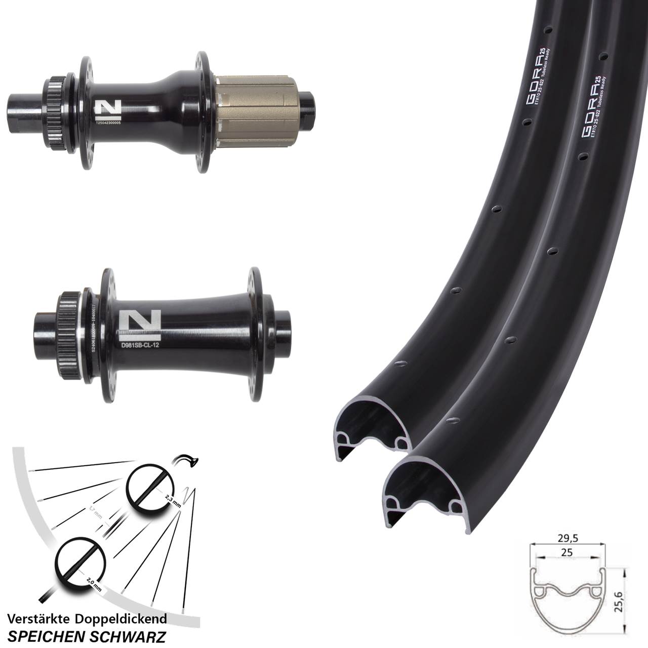 Disc Laufradsatz 12x100/142 29 Zoll Gora 25 Novatec D792SB D981 8-12 fach HG