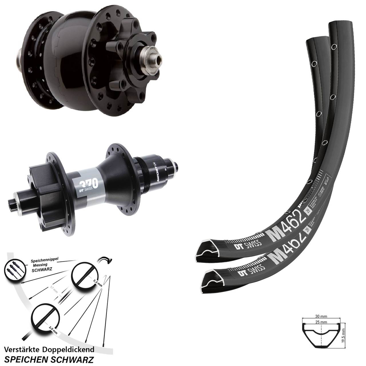Disc Laufrad-Satz 27,5 Zoll DT Swiss M462 370 SON 28 SRAM XD QR