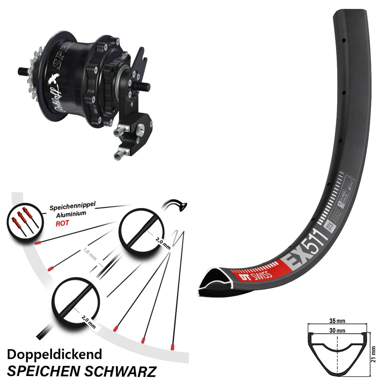 Disc Hinterrrad 29 Zoll DT Swiss EX 511 Rohloff Speedhub TS DB OEM2