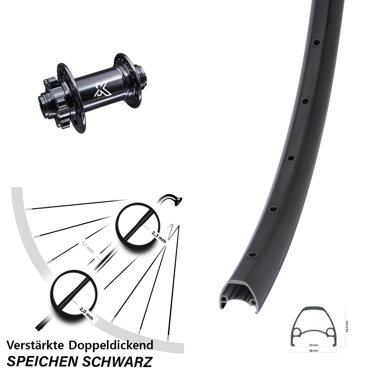 Ambrosio Sport KX-M 29 Zoll Vorderrad 6-Loch 12x100