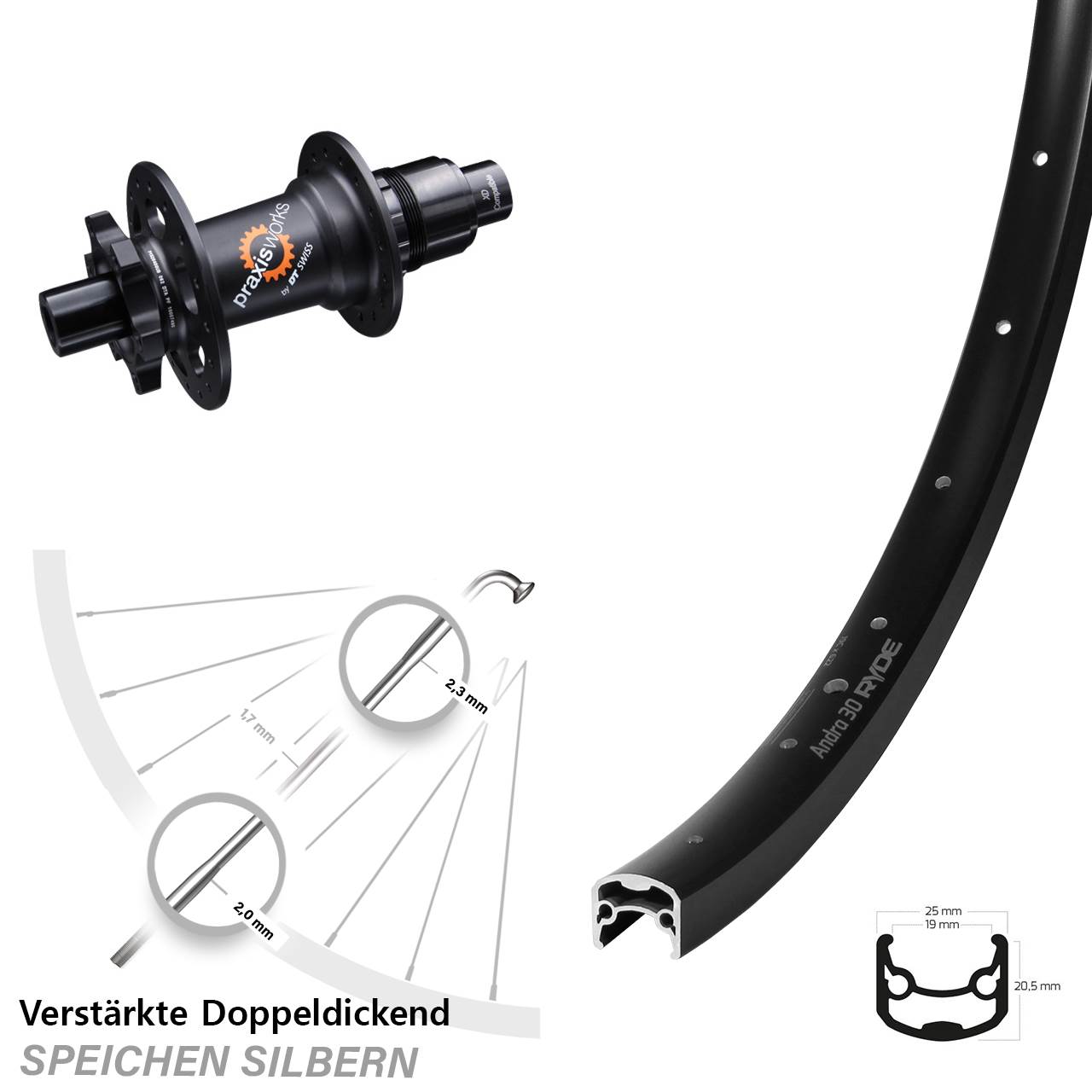 Disc Laufrad 29 Zoll Ryde Andra 30 DT Swiss 350 SL XD 11-12 fach 12x142