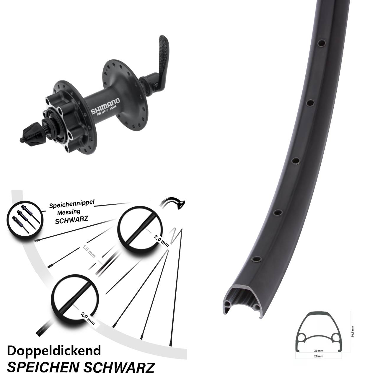 28 Zoll Ambrosio Sport Shimano Alivio Disc Vorderrad QR