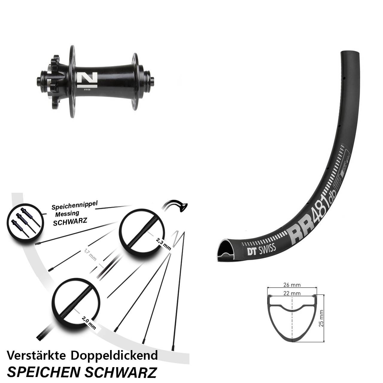 Vorderrad 6-Loch 28 Zoll DT Swiss RR481 Novatec D791SB QR