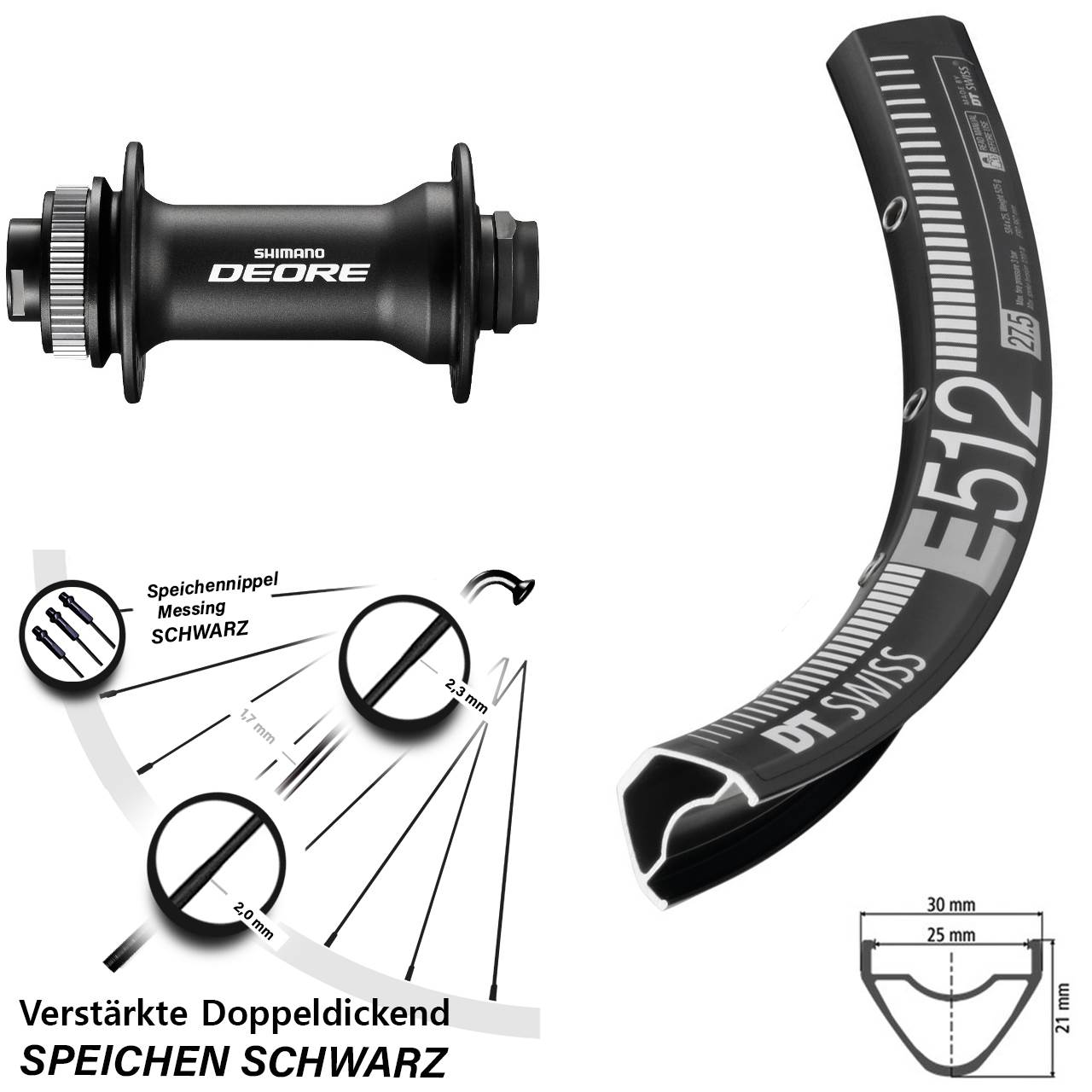 DT Swiss E512 Shimano Deore HB-M618 Boost 650B Disc Laufrad 15x110