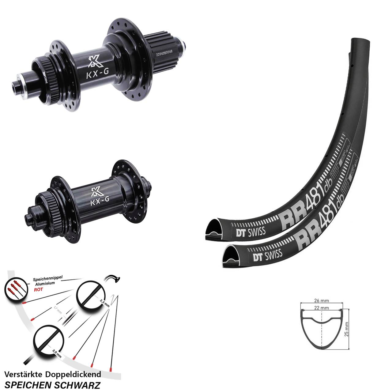 Laufradsatz Disc QR 28 Zoll DT Swiss RR481 KX-GS Heavy Duty Shimano Micro Spline