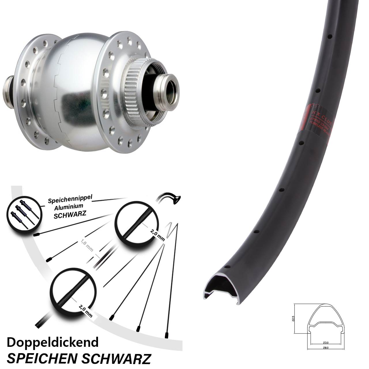 Centerlock Vorderrad mit Dynamo 27,5 Zoll KX Clue SONdelux 12x100