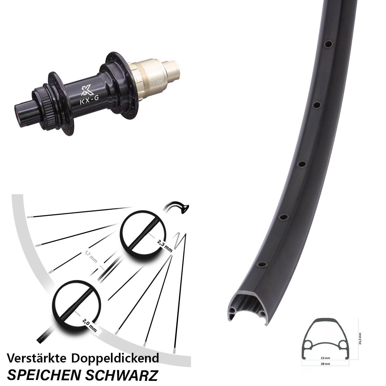 Ambrosio Sport KX-G 28 Zoll Centerlock Hinterrad 12x142 SRAM XDR