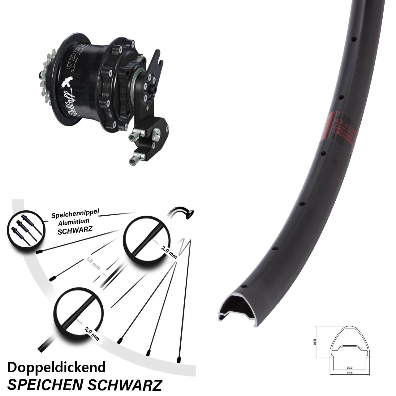 27,5 Zoll Laufrad Rohloff Speedhub CC OEM2 schwarz KX Clue