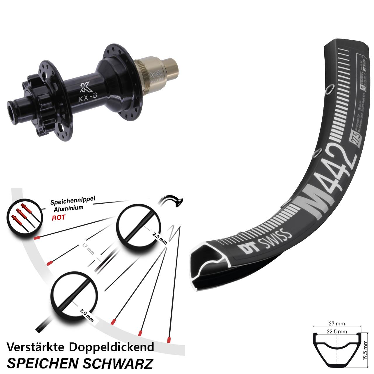 Disc Laufrad 28 Zoll DT Swiss M442 KX-B SRAM XD 12x148
