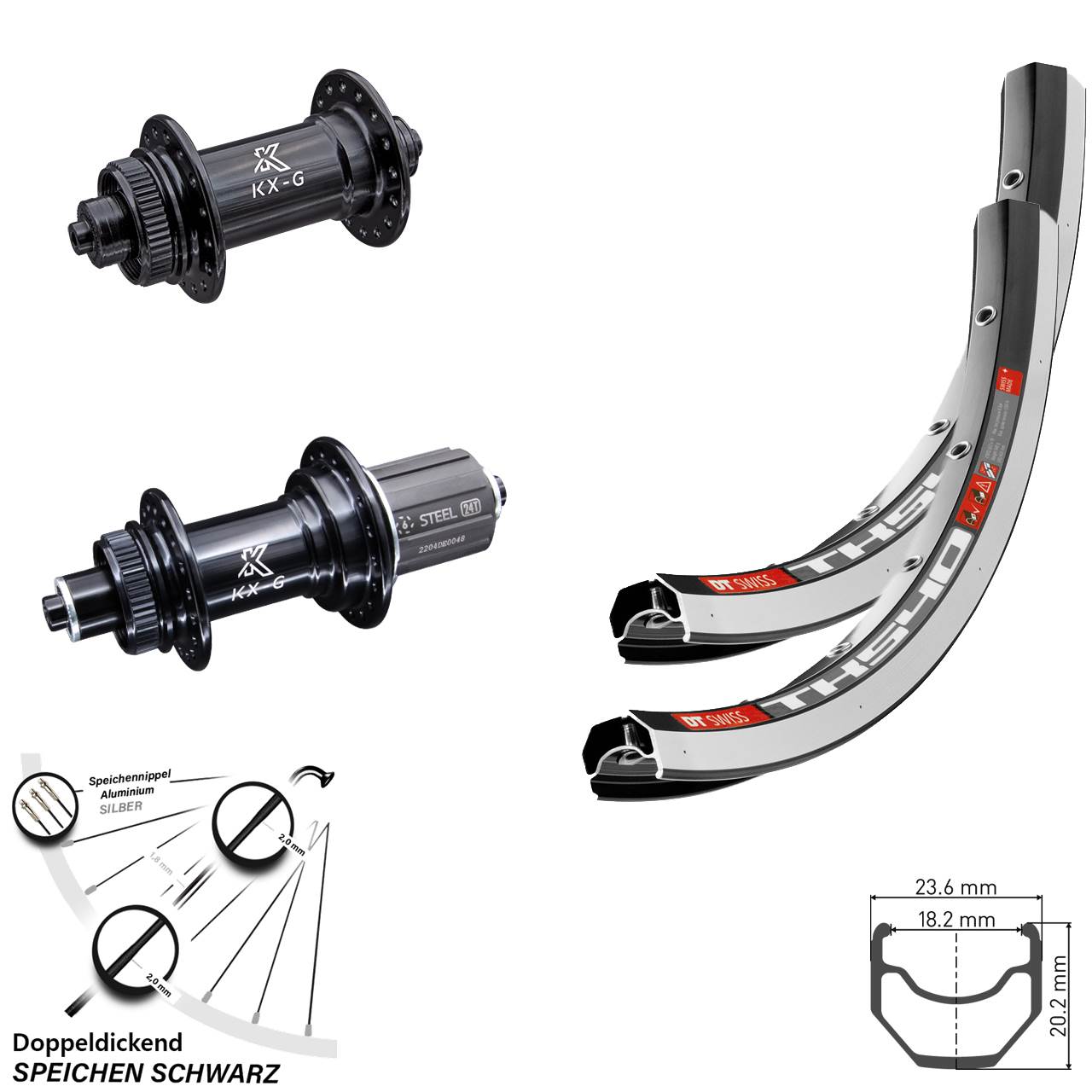 28 Zoll DT Swiss TK540 KX-GS Laufradsatz für Schnellspanner 8-12 fach HG