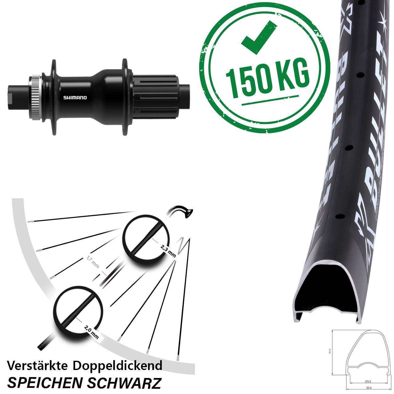 Disc Laufrad 12x142 28-29 Zoll KX Bullet OS Shimano FH-TC500 11-12 fach HG