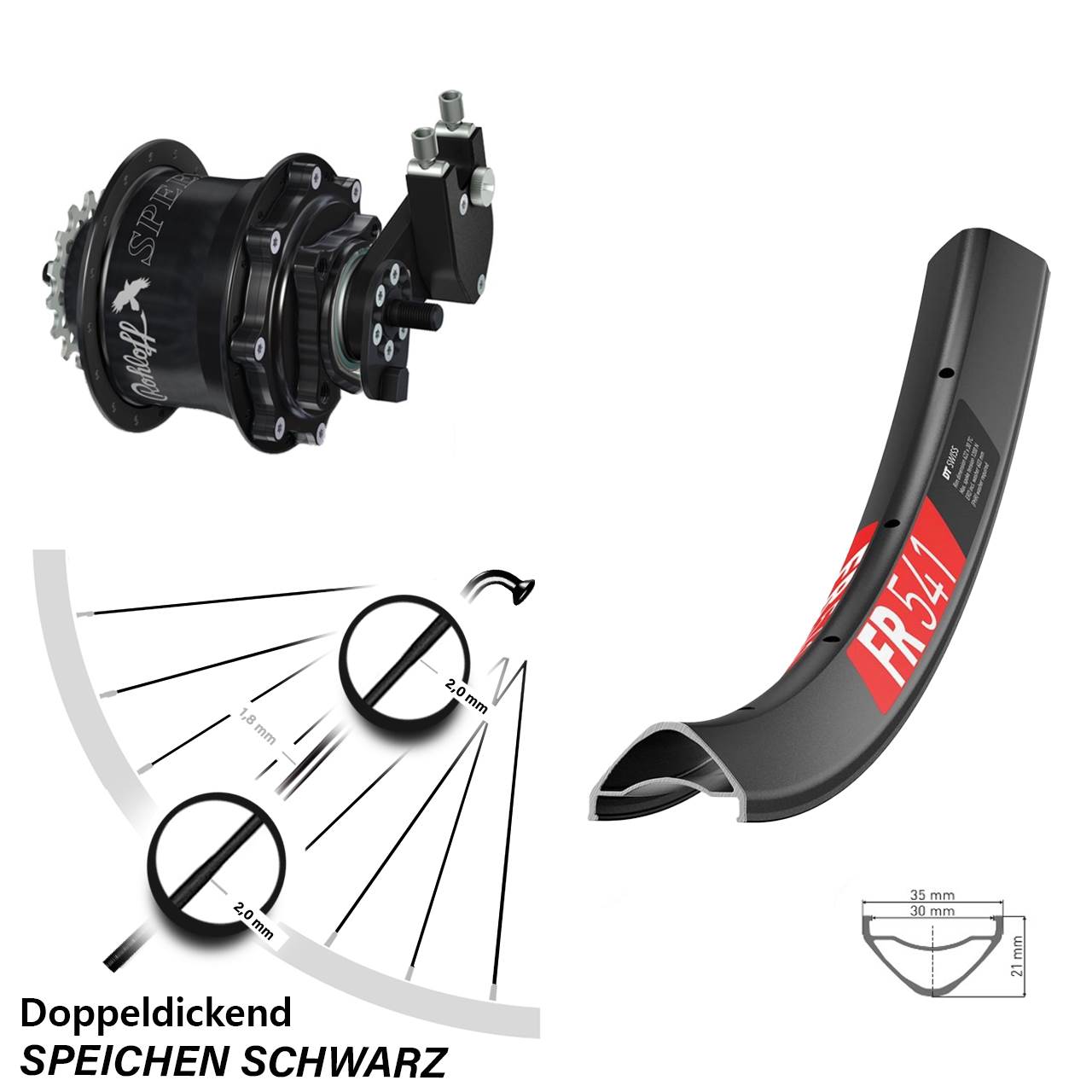 29 Zoll DT Swiss FR541 Rohloff 500/14 TS DB OEM Tandem
