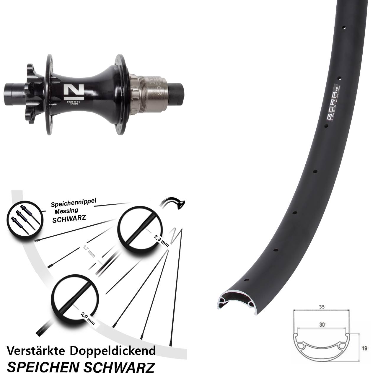Hinterrad 6-Loch 12x148 26 Zoll Gora 30 Novatec D462 XD 11-12 fach