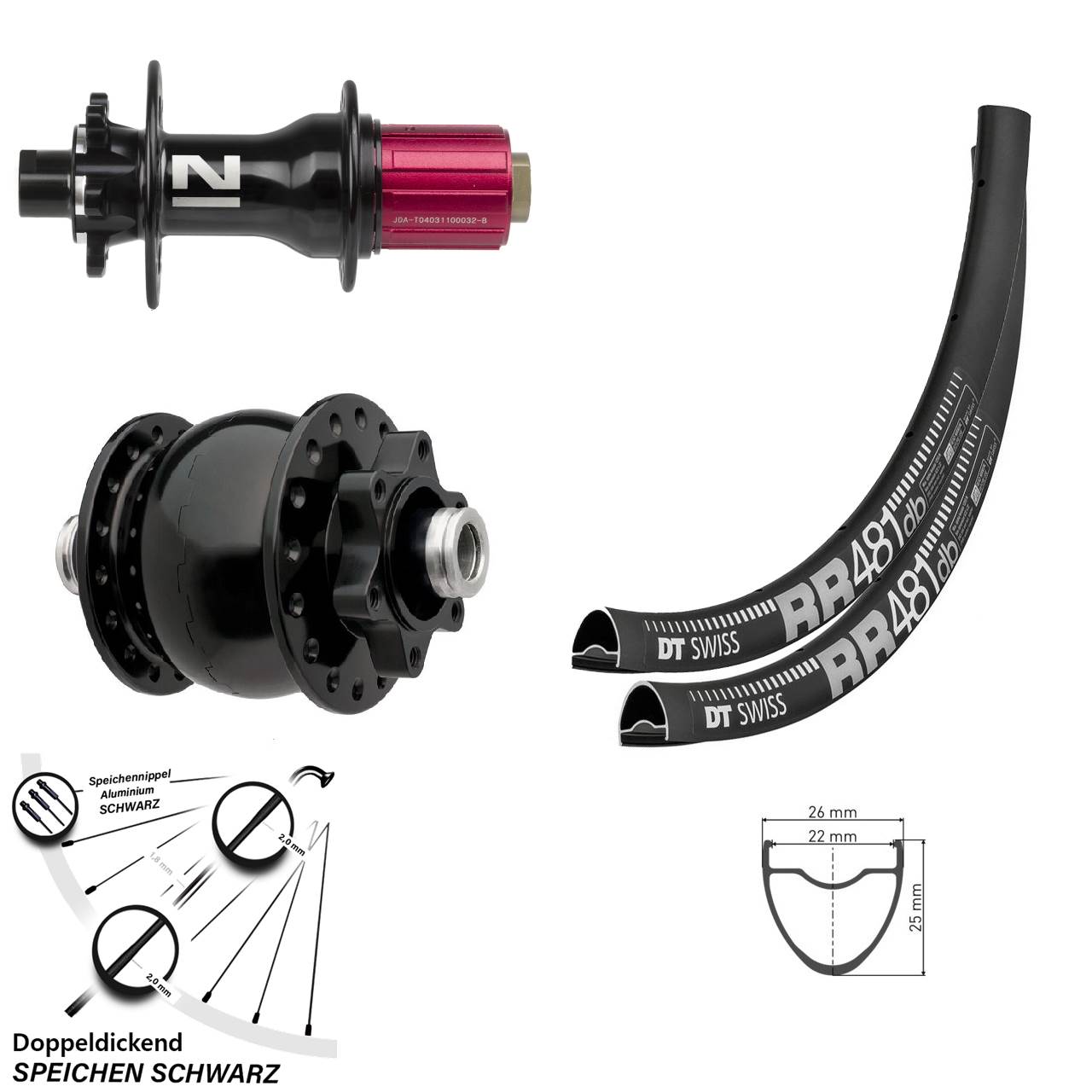 Laufrad-Satz SON 28 Zoll DT Swiss RR481 Novatec D792 Disc 6-Loch 8-12 fach 12x100/142