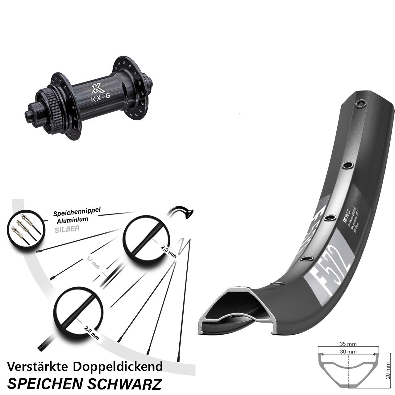 DT Swiss F572 KX-G 27,5 Zoll Disc Vorderrad QR