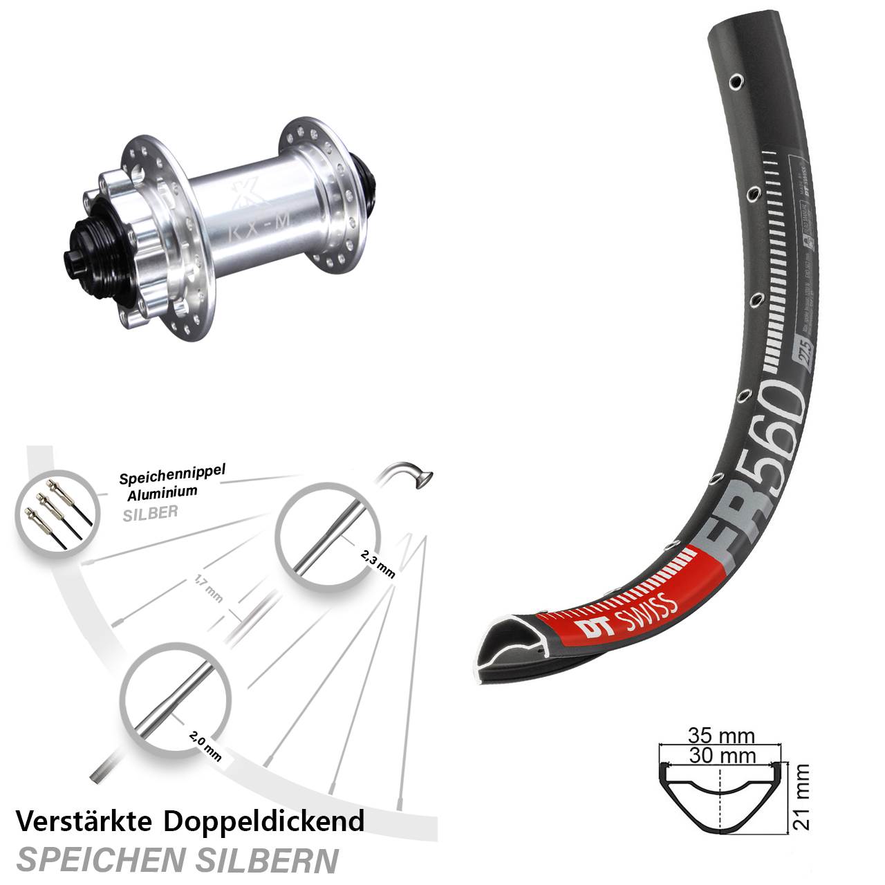 Disc Vorderrad QR 26 Zoll DT Swiss FR 560 KX-M