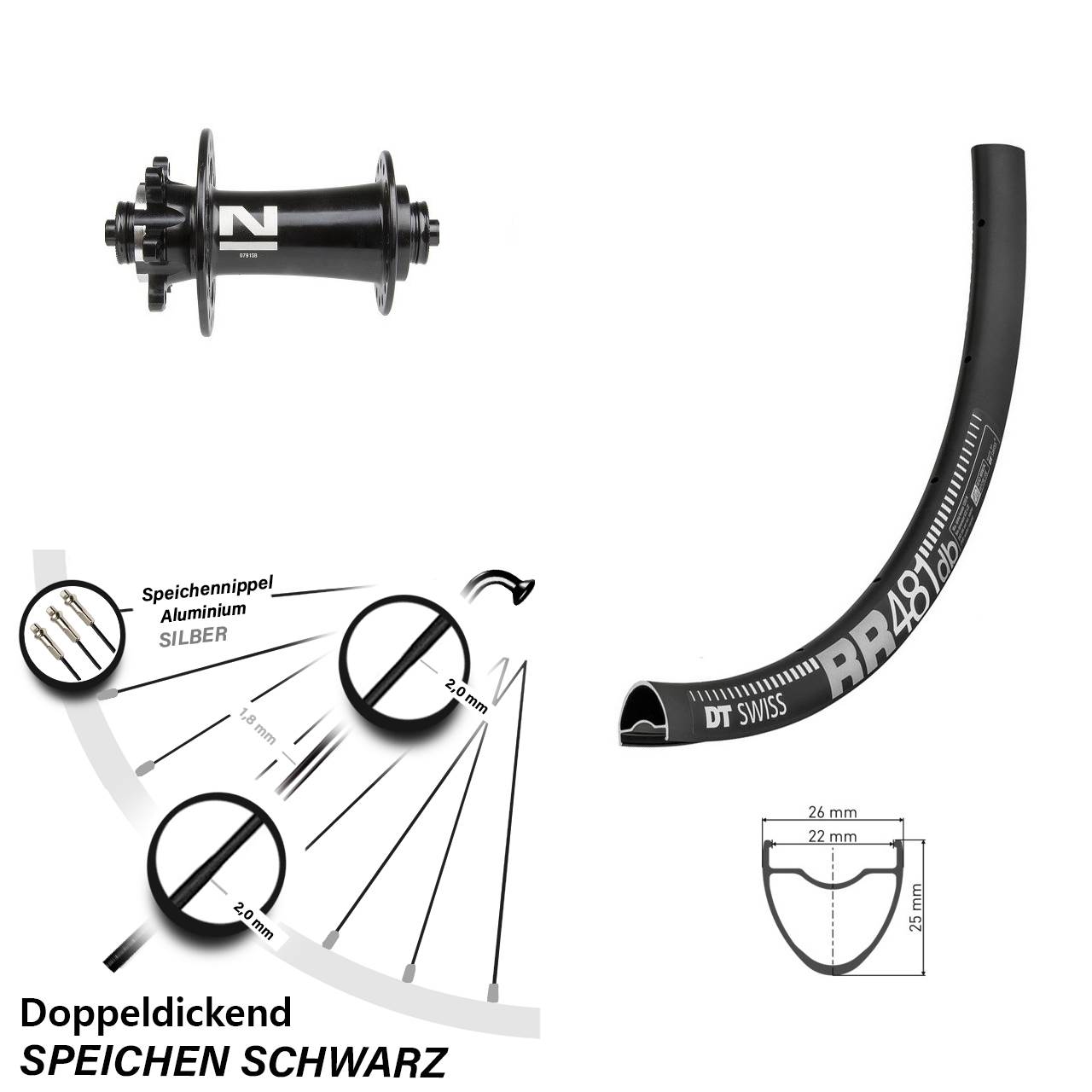 28 Zoll Vorderrad DT Swiss RR 481 DB mit Novatec D791SB Nabe
