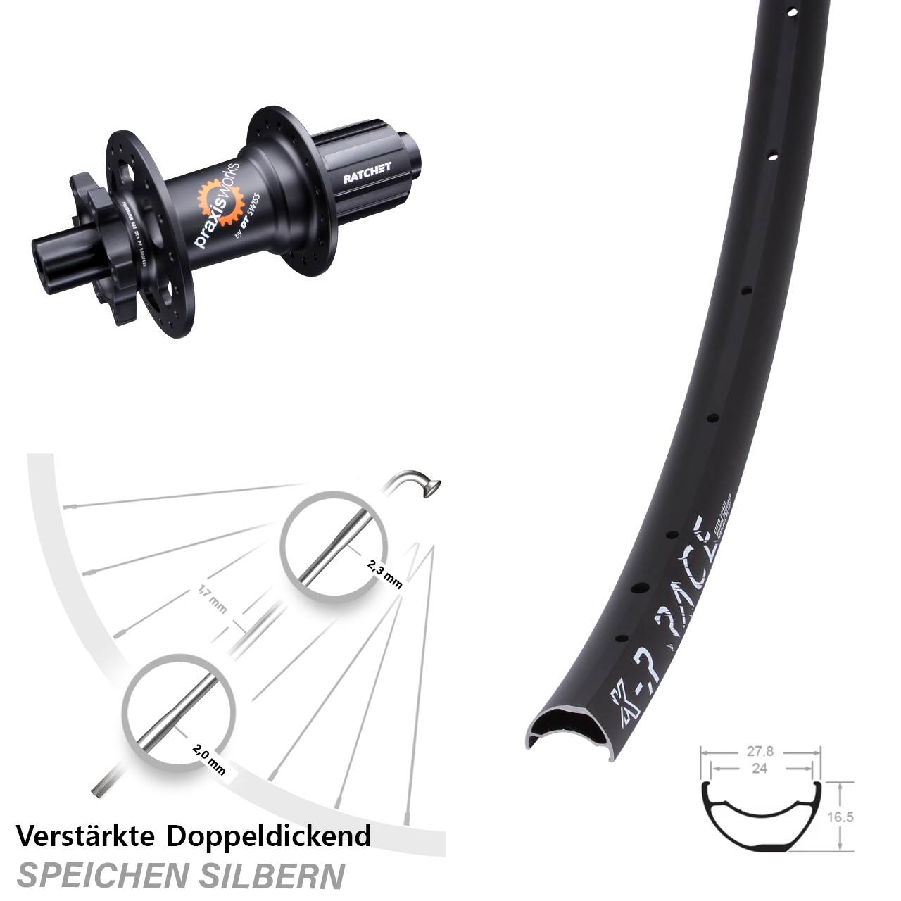 KX-R Race DT Swiss 350 6-Loch Hinterrad 12x142 8-11 fach