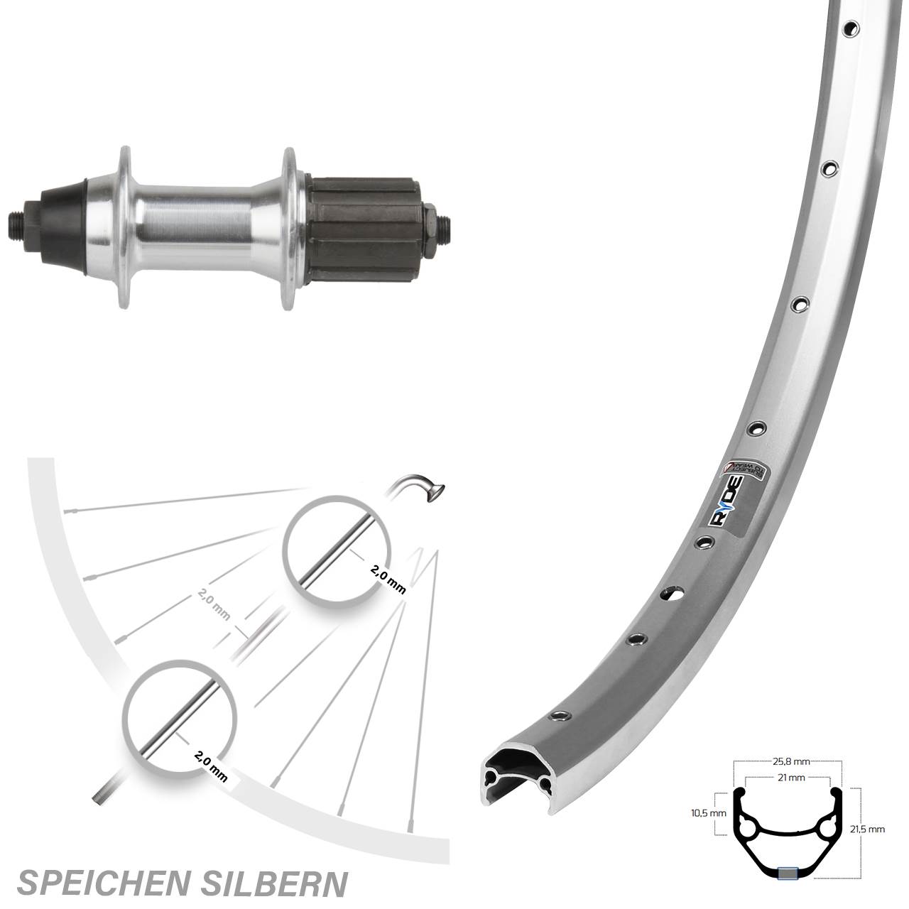 Hinterrad für Schnellspanner 27,5 Zoll Ryde ZAC 421 Novatec F362 8-11 fach