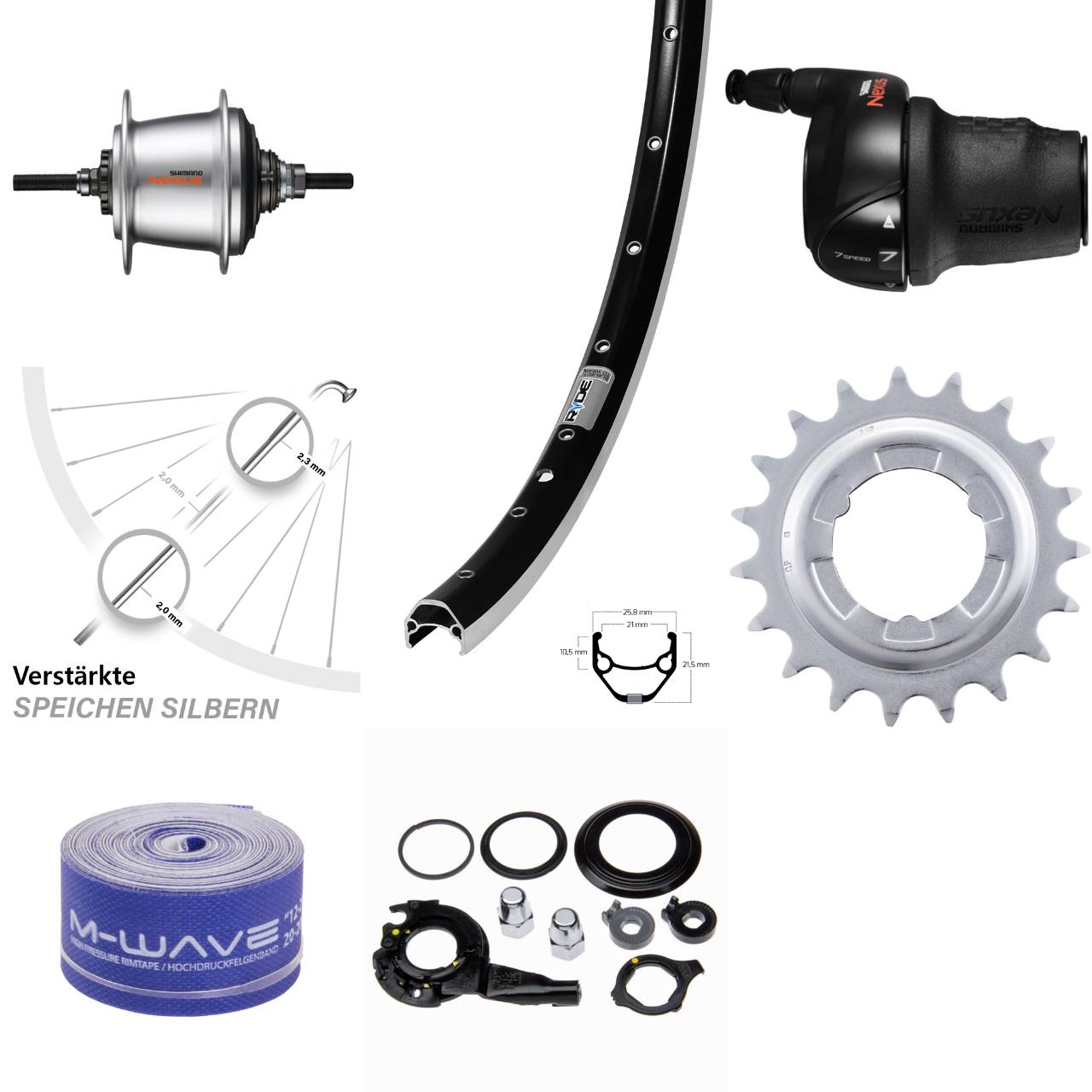 26 Zoll Hinterrad Ryde Zac 421 Shimano Nexus SG-C3001 7 Gang Freilauf