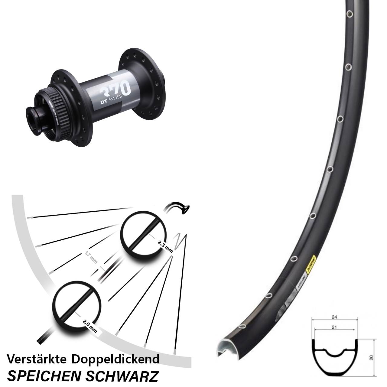 29 Zoll Mavic XC 621 DT Swiss 370 Centerlock Vorderrad 15x100