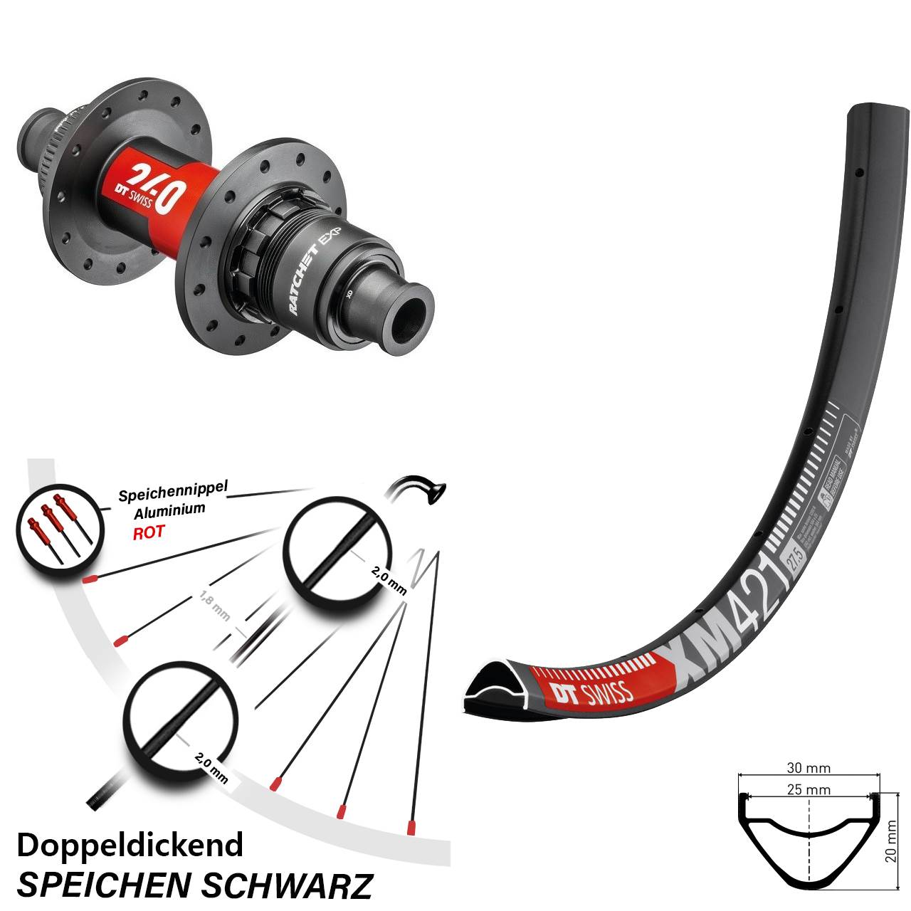 27,5 Zoll Hinterrad Centerlock DT Swiss XM 421 240 EXP XDR 12x142