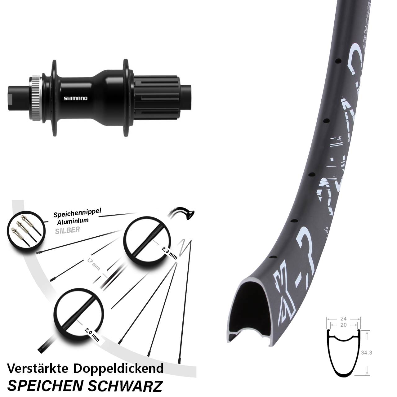 Centerlock Hinterrad 28 Zoll KX-R Road Shimano FH-TC500 11-12 fach 12x142