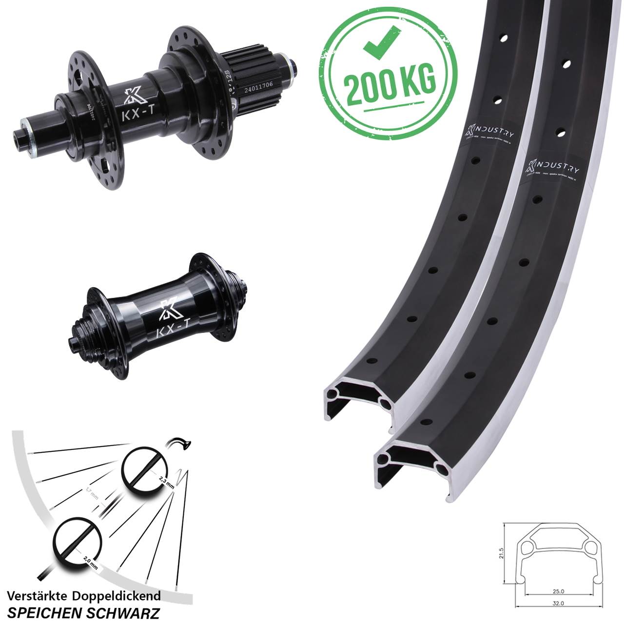 Laufradsatz 26 Zoll KX-T Industry Shimano Micro Spline QR