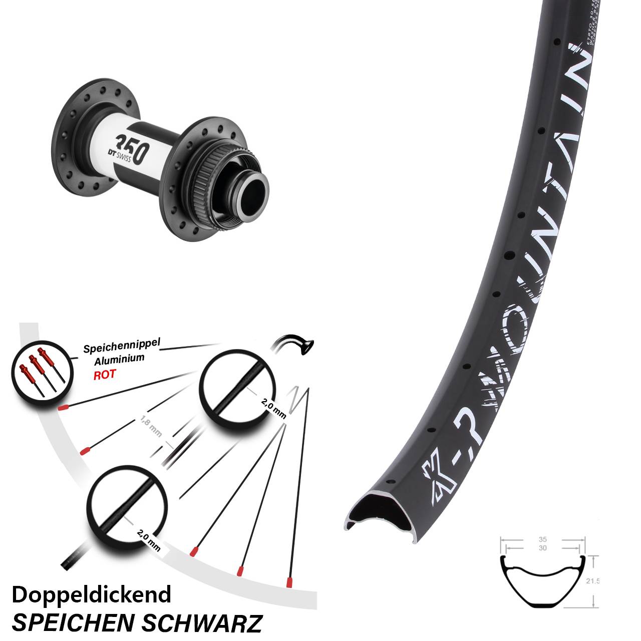 Centerlock Vorderrad 15x100 27,5 Zoll KX-R Mountain DT Swiss 350