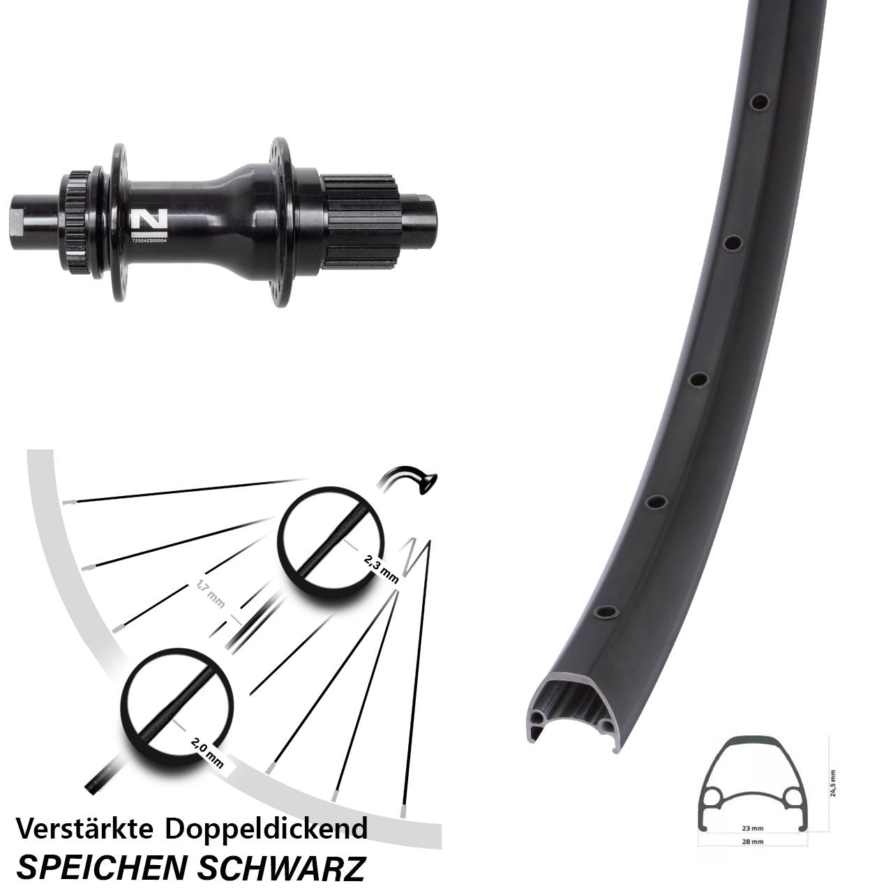 28 Zoll Ambrosio Sport Novatec D792 Hinterrad Centerlock 12x142 Shimano Micro Spline