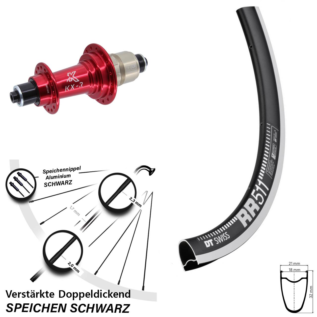 DT Swiss RR 511 KX-R 28 Zoll Hinterrad QR SRAM XDR