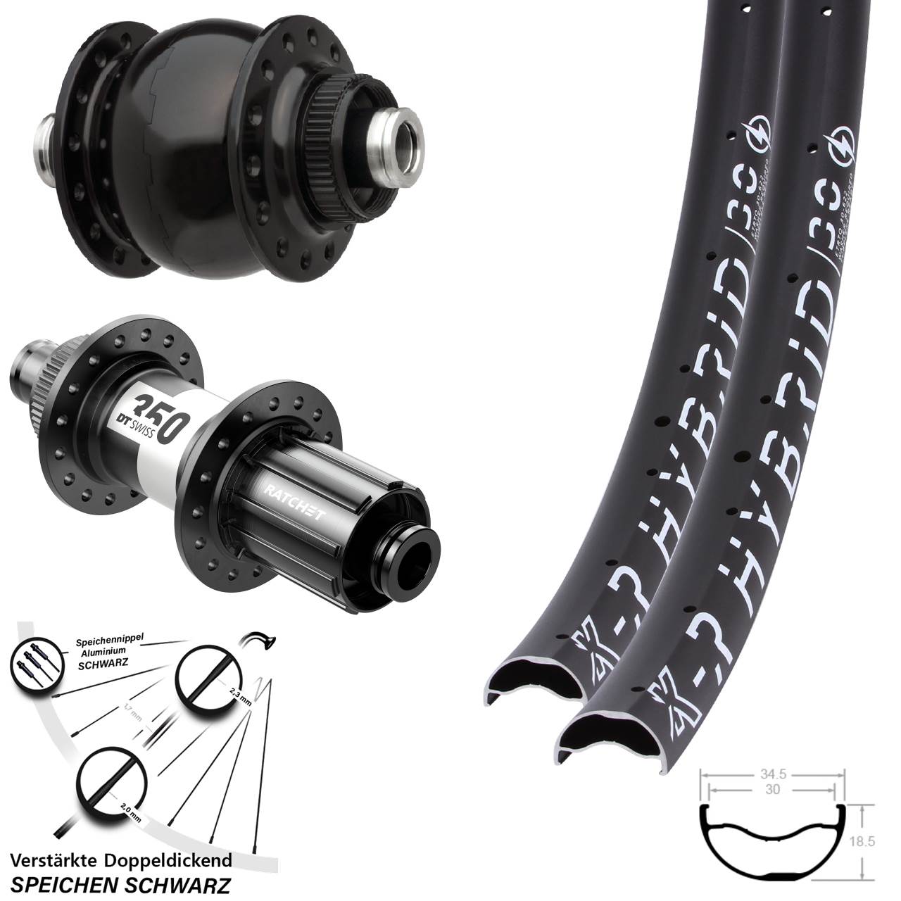 KX-R Hybrid 30 DT Swiss 350 SON 28 29 Zoll Centerlock Laufradsatz 12x100/142 8-11 fach HG