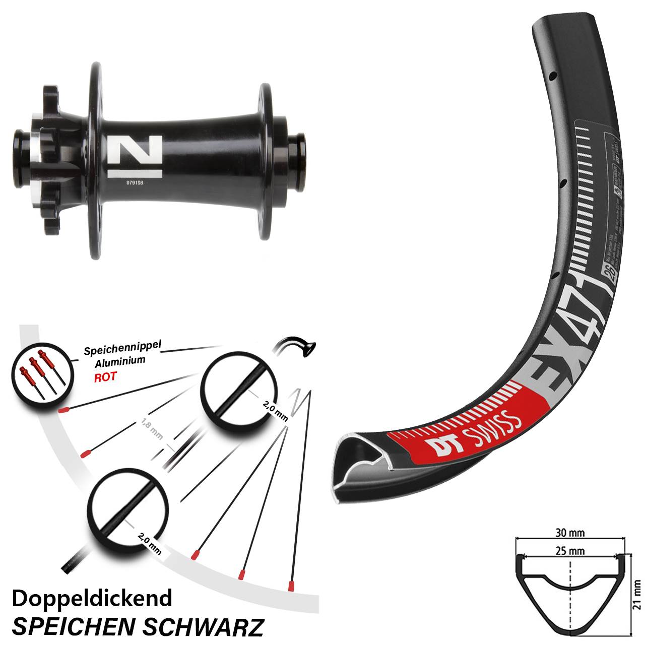 DT Swiss EX 471 Novatec D791 26 Zoll Disc Vorderrad 15x100