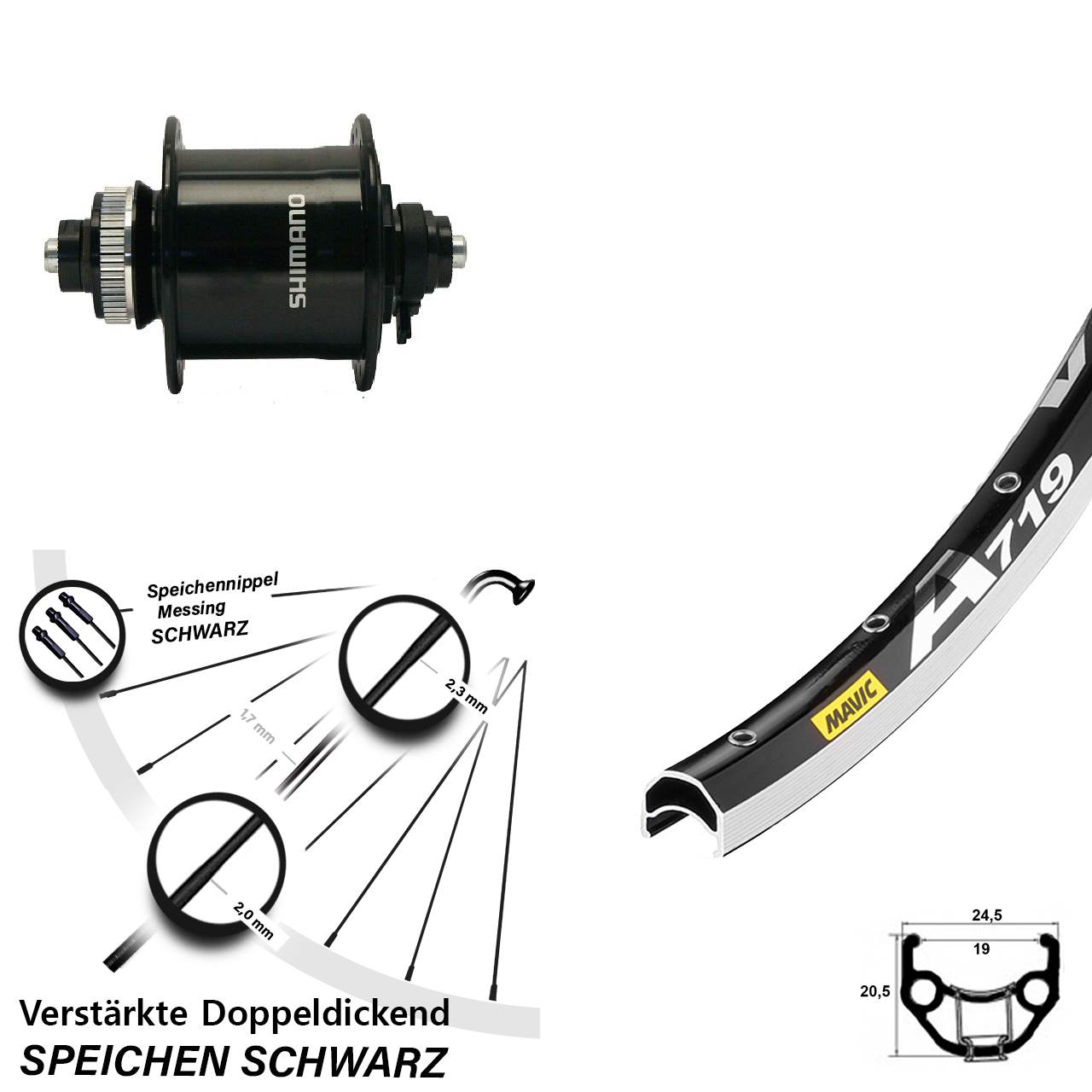 Shimano DH-UR700-3D Mavic A 719 Vorderrad 28 Zoll