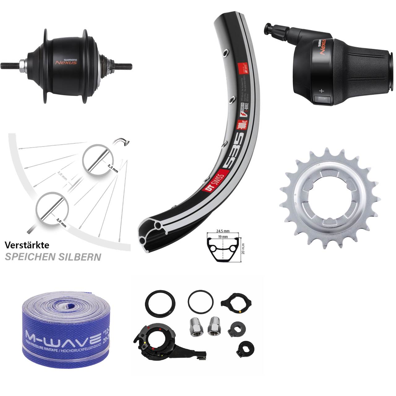 28 Zoll DT Swiss 535 Shimano Nexus 8 Gang Premium Hinterrad