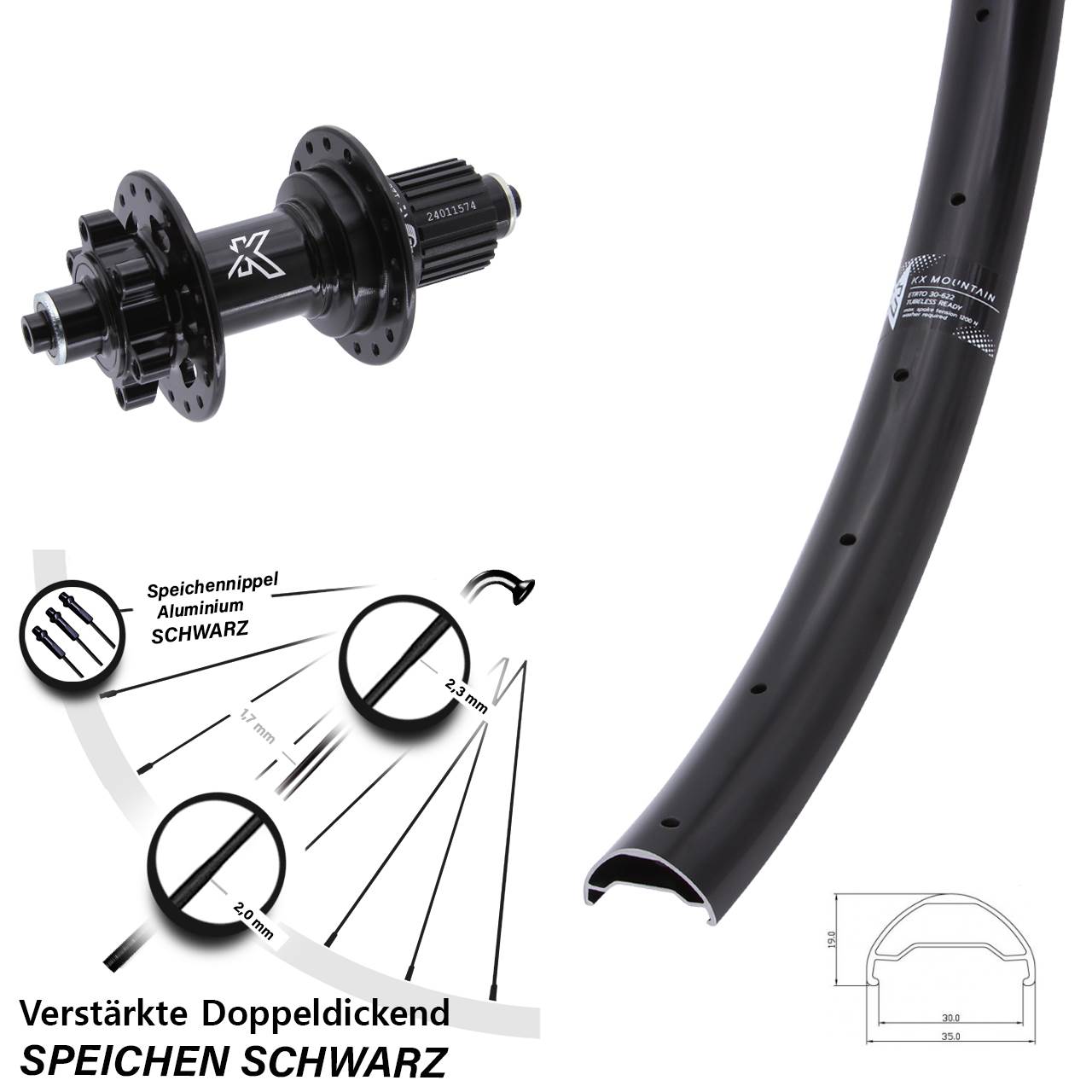 KX-M Mountain 29 Zoll 6-Loch Hinterrad für Schnellspanner Shimano Micro Spline